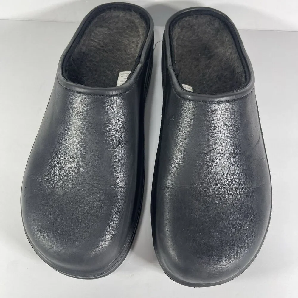 SG Footwear Men's Size 11 Black Clog Slippers Fleece Lined Rubber Sole